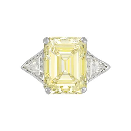 Lot image - Fancy Light Yellow Diamond and Diamond Ring