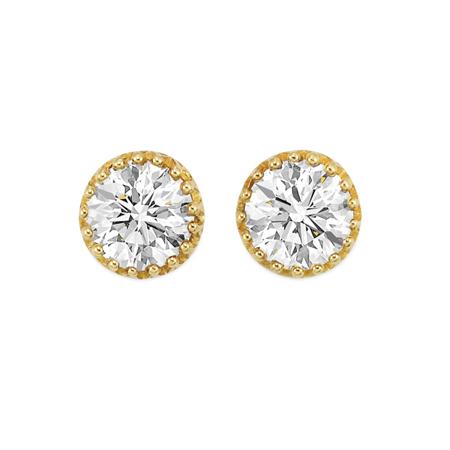Lot image - Pair of Gold and Diamond Stud Earrings