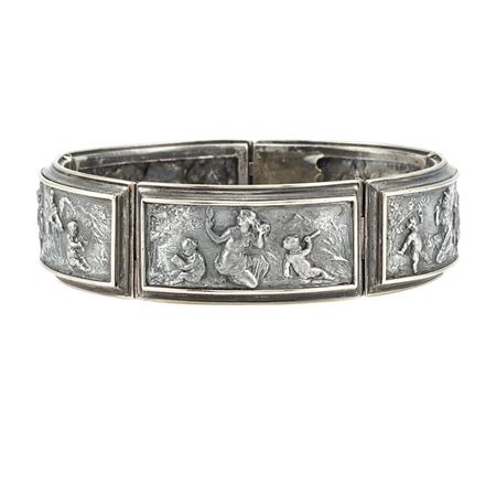 Lot image - Antique Silver and Gold Repousse Bracelet