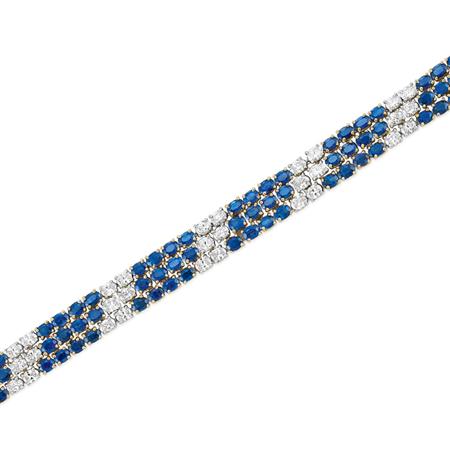 Lot image - Sapphire and Diamond Bracelet, Oscar Heyman Bros.