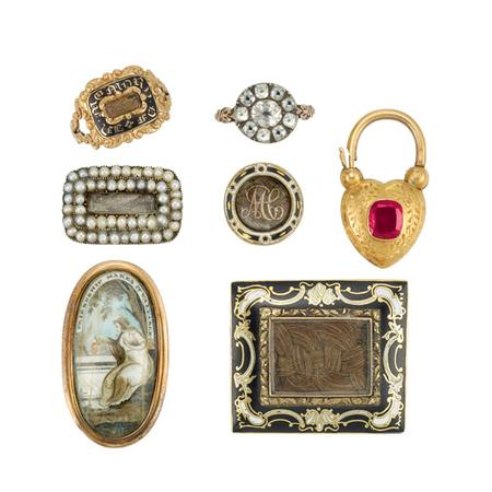 Lot image - Group of Antique Memorial Jewelry