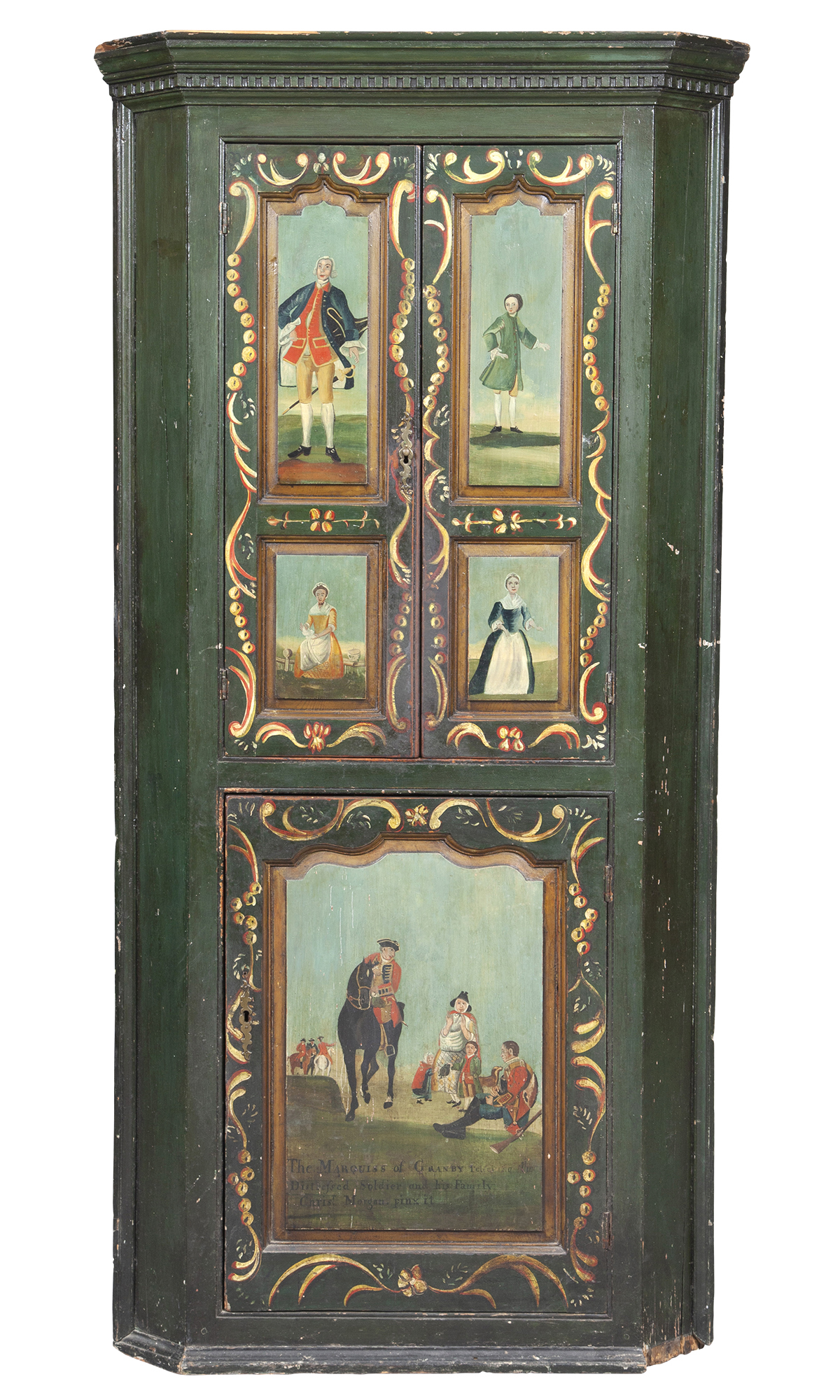 Lot image - Painted and Decorated Corner Cupboard