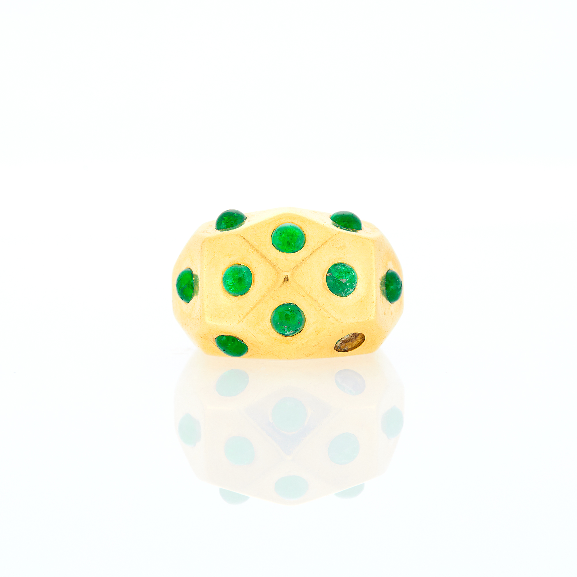 Lot image - Gold and Green Glass Dome Ring