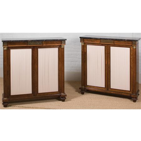 Lot image - Pair of Regency Boulle Inlaid Gilt-Bronze Mounted Rosewood Side Cabinets