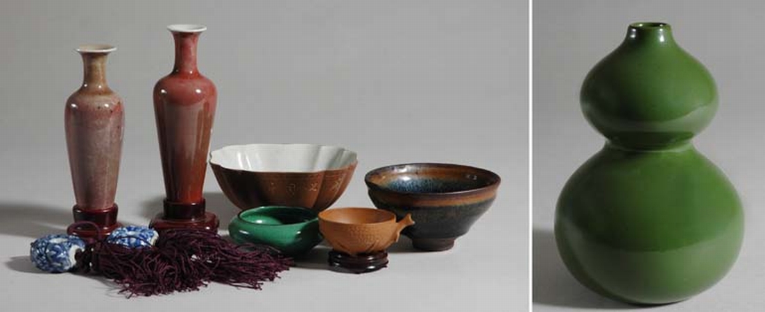 Lot image - Group of Nine Chinese Porcelain Articles