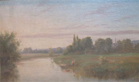 Lot image - American School 19th Century Boater on the River