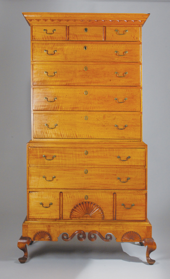 Lot image - Chippendale Maple Chest on Chest