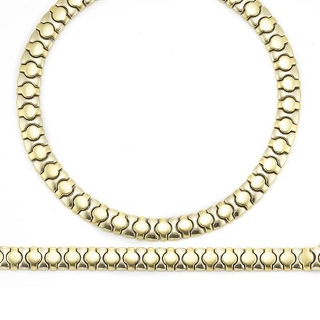 Lot image - Two-Color Gold Necklace and Bracelet
