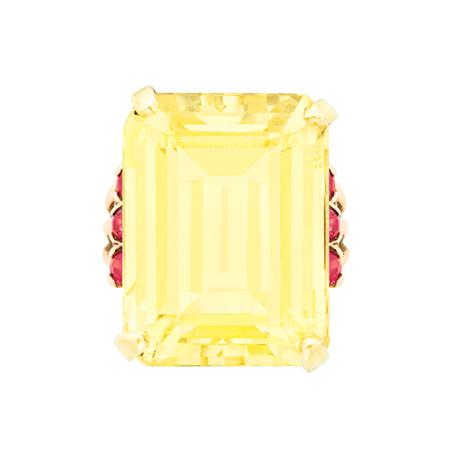 Lot image - Two-Color Gold, Citrine and Ruby Ring