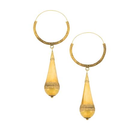 Lot image - Pair of Antique Gold Pendant-Earrings