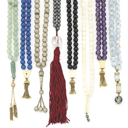 Lot image - Eighteen Multicolored Worry Bead Necklaces