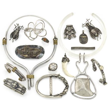 Lot image - Group of Assorted Sterling Silver and Metal Jewelry