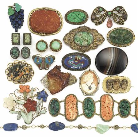 Lot image - Group of Assorted Silver, Metal and Stone Jewelry