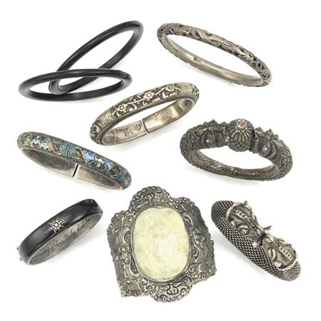 Lot image - Group of Assorted Metal Bangle Bracelets