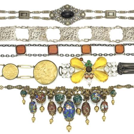 Lot image - Group of Assorted Metal Necklaces and Belts