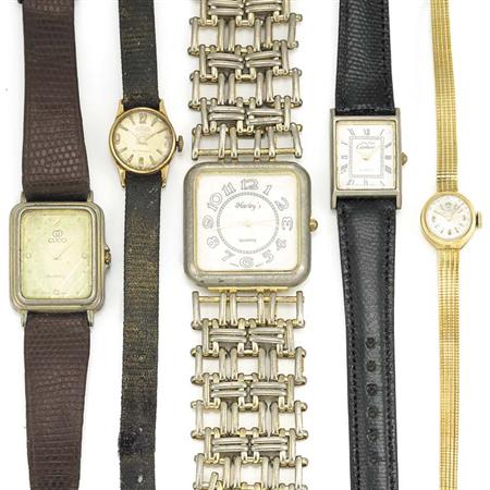 Lot image - Group of Metal Wristwatches and Gold-Filled Cigarette Lighter