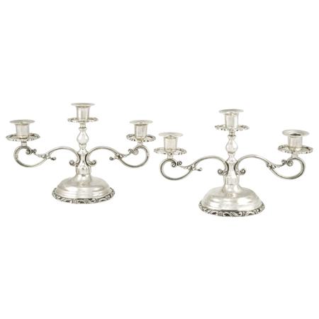 Lot image - Pair of Mexican Sterling Silver Three-Light Candelabra