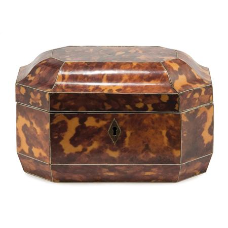 Lot image - Regency Style Tortoise Shell Tea Caddy