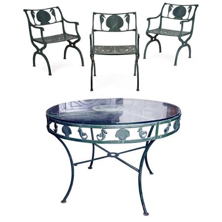 Lot image - Set of Painted Metal Outdoor Furniture