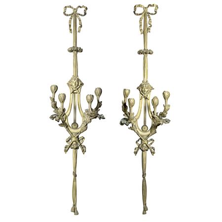 Lot image - Pair of Louis XVI Style Gilt-Bronze Four-Light Sconces