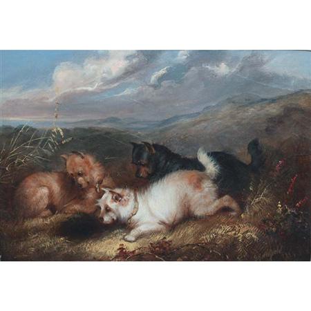 Lot image - George Armfield British, 1808-1893 Terriers at a Rabbit Hole