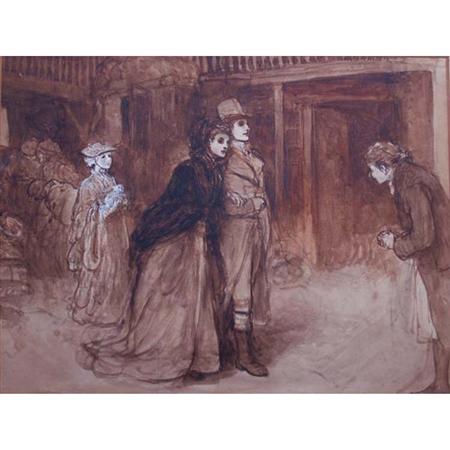 Lot image - Sir Samuel Luke Fildes British, 1843-1927 Couple Promenading (Illustration)