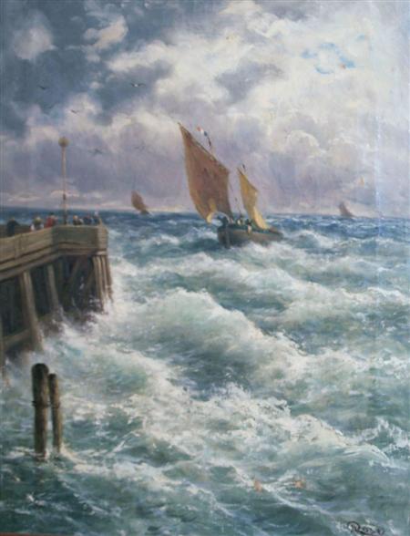 Lot image - Julius Karl Rose German, 1828-1911 Fisherboats Near Reggio