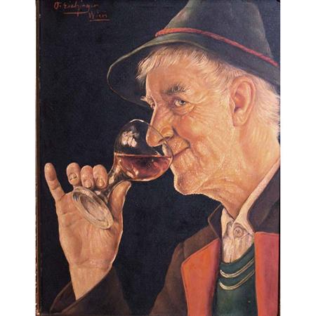 Lot image - Otto Eichinger Austrian, b. 1895 Man with a Glass of Wine