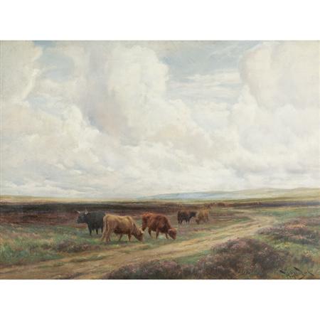 Lot image - Wright Barker British, 1864-1941 Highland Cattle in a Meadow