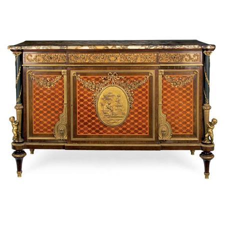 Lot image - Louis XVI Style Gilt-Bronze Mounted Amaranth, Satinwood and Sycamore Side Cabinet