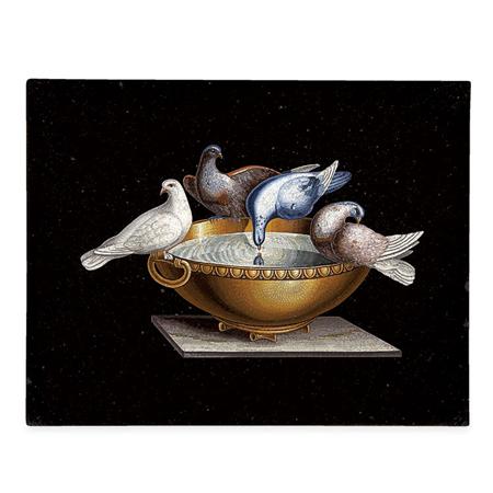 Lot image - Framed Micromosaic Plaque Depicting the Doves of Pliny