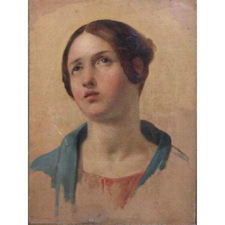 Lot image - School of Jean Hippolyte Flandrin Study of a Young Woman Looking Up