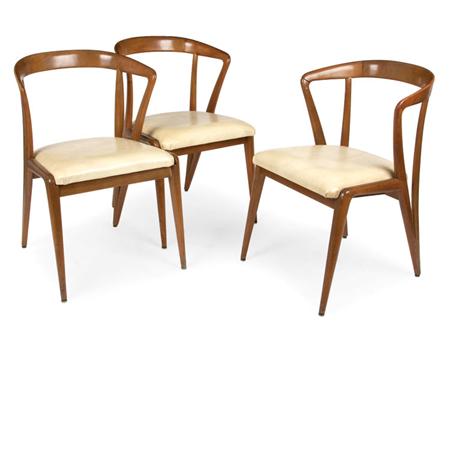 Lot image - Group of Three Bertha Schaeffer For Singer Walnut Armchairs