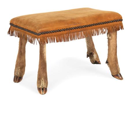 Lot image - Suede and Deer Hoof Stool