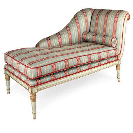 Lot image - Louis XVI Style Painted Chaise Longue