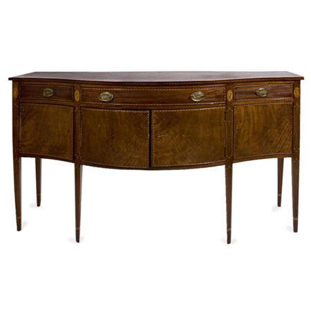 Lot image - George III Style Inlaid Mahogany Serpentine Front Sideboard