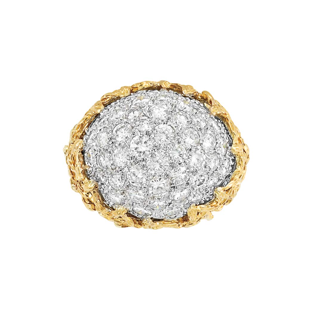 Lot image - Gold, Platinum and Diamond Dome Ring