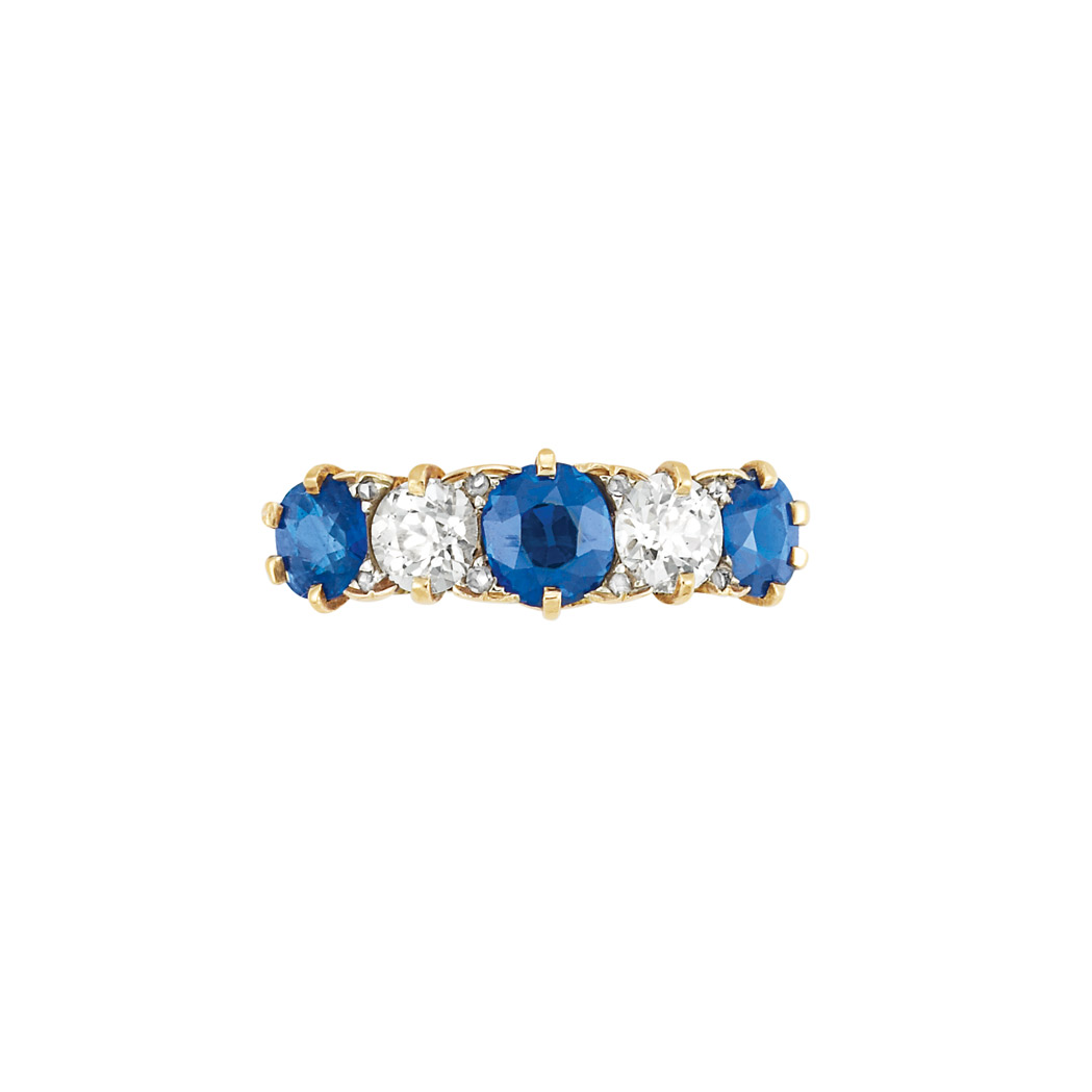 Lot image - Antique Gold, Diamond and Sapphire Ring