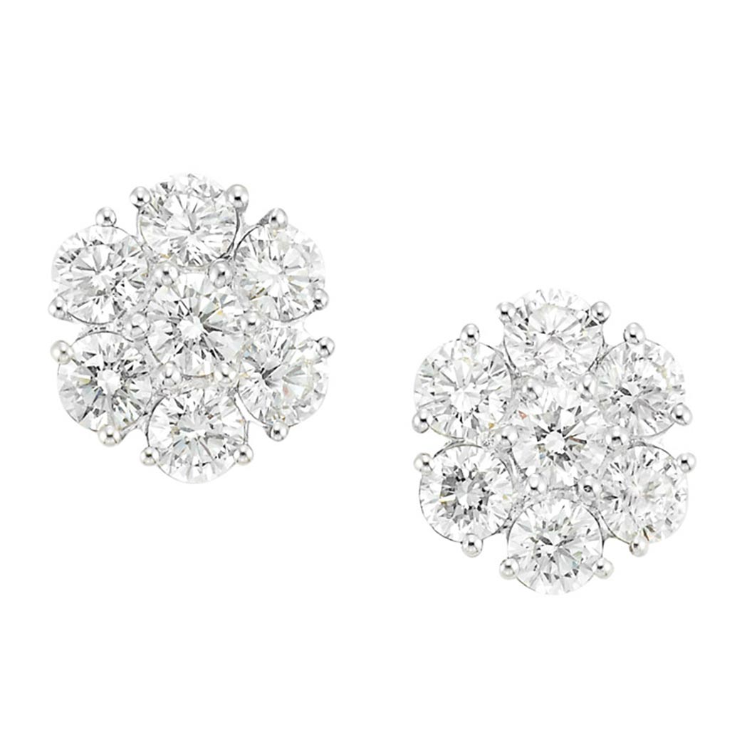Lot image - Pair of Diamond Earrings