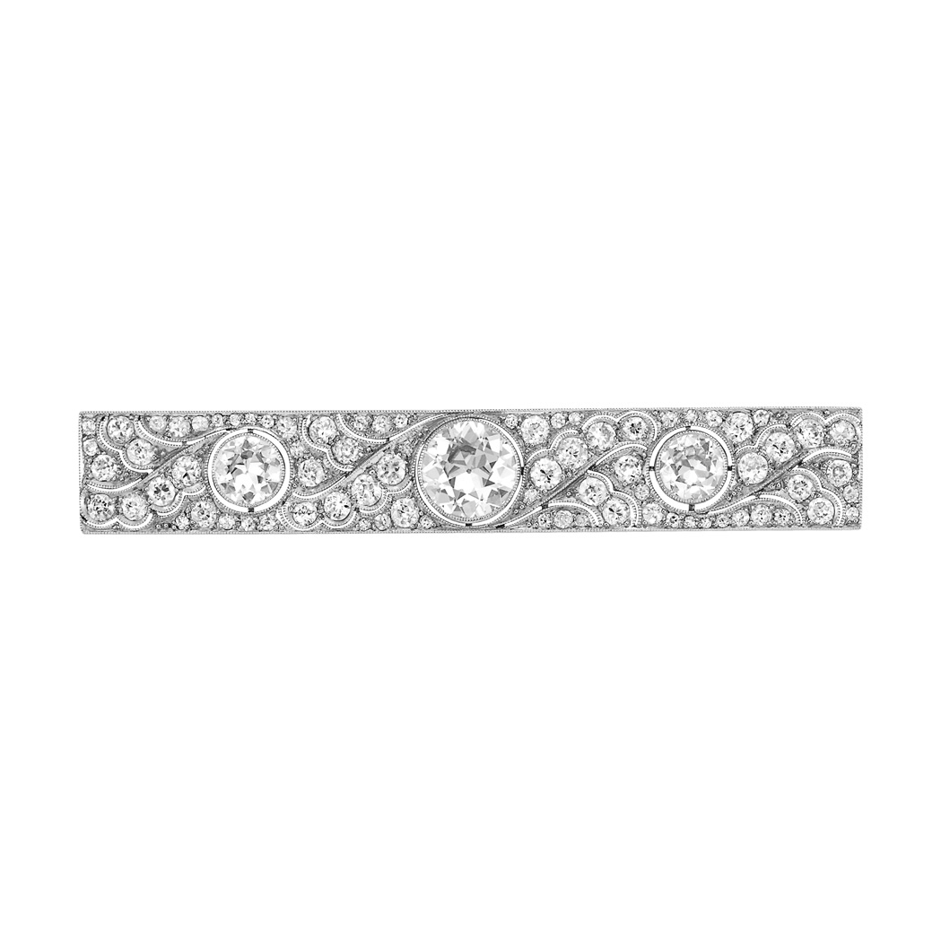 Lot image - Platinum and Diamond Bar Brooch