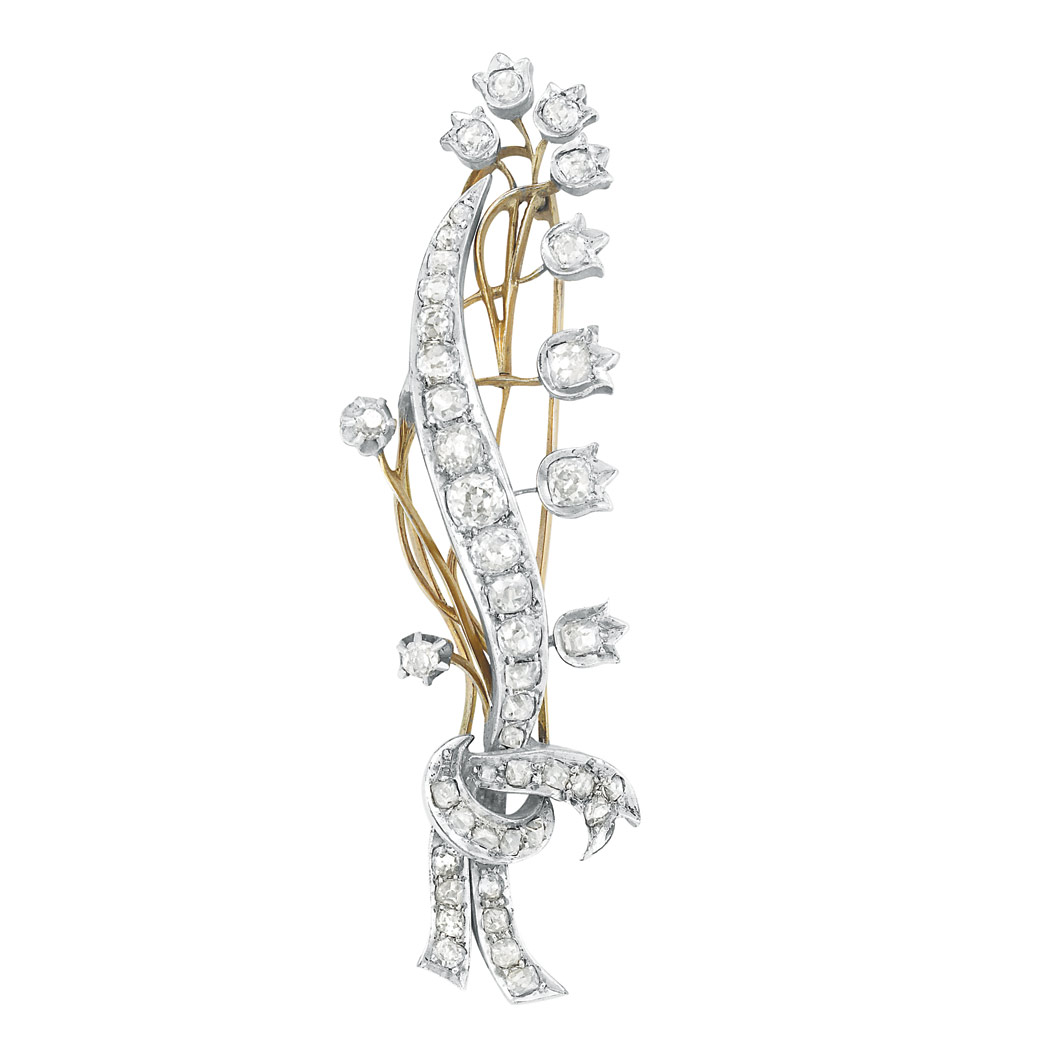 Lot image - Antique Diamond Lily of the Valley Brooch