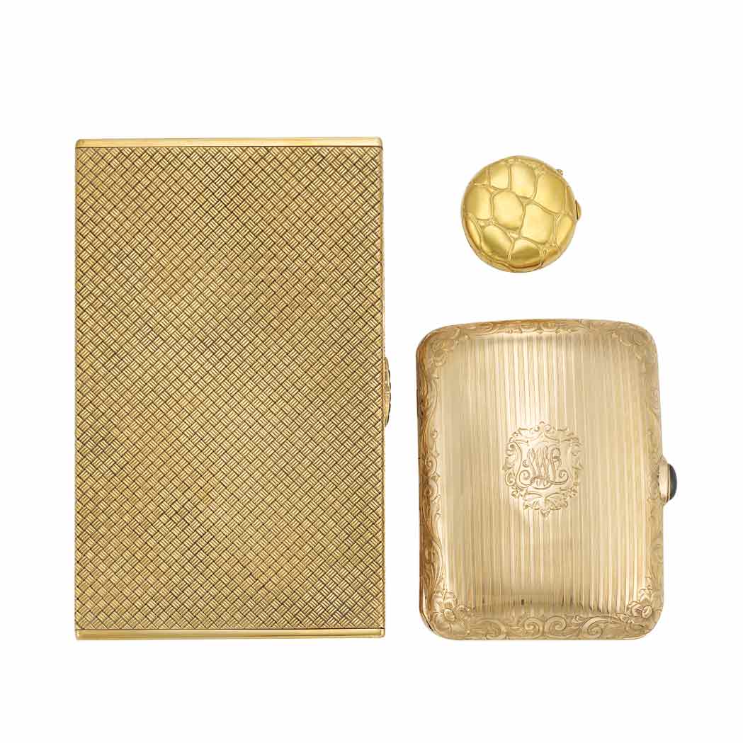 Lot image - Low Kt. Gold Case and Gold Cigarette Case and Pill Box