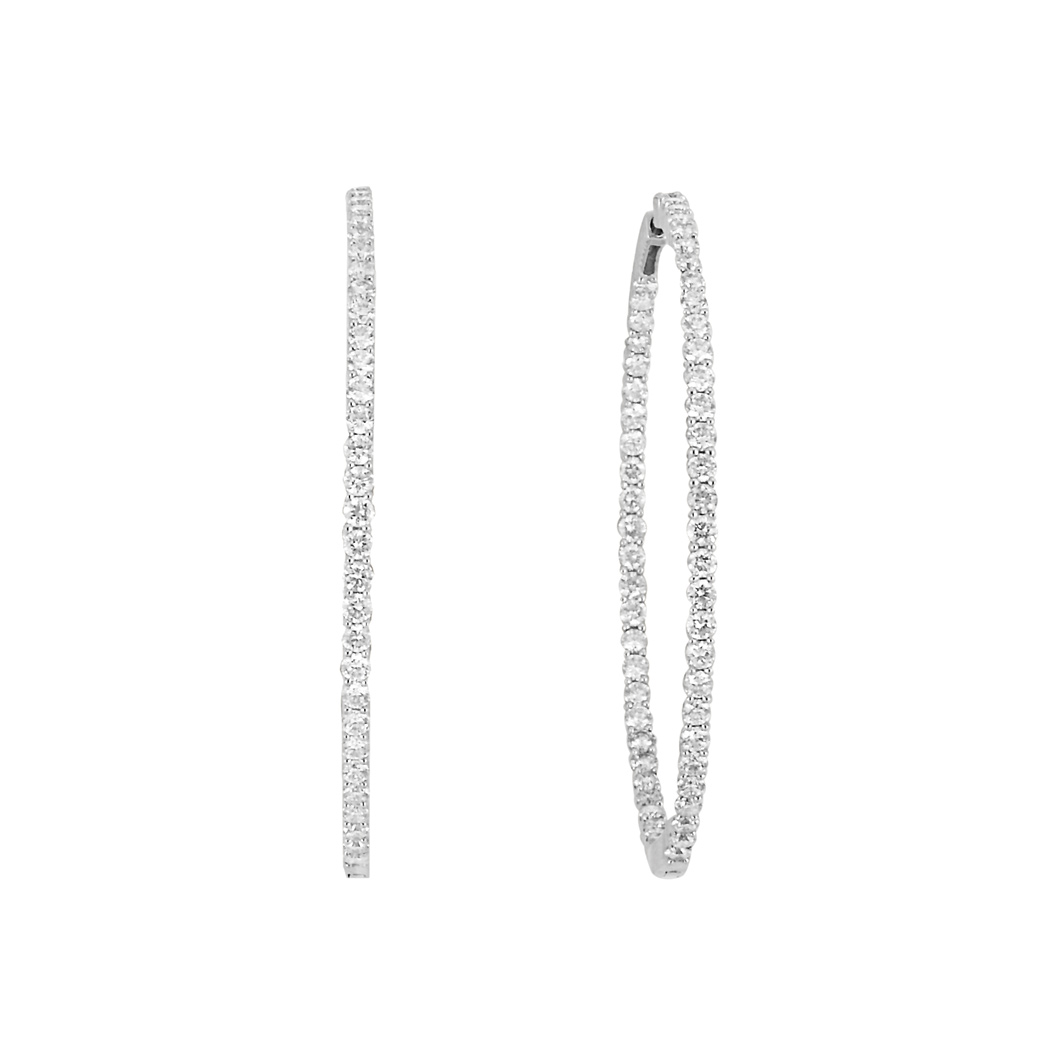 Lot image - Pair of White Gold and Diamond Hoop Earrings