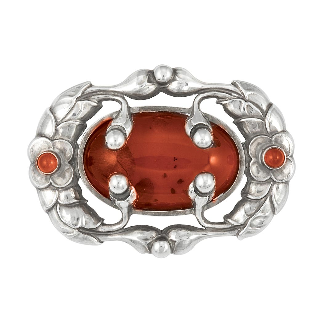 Lot image - Sterling Silver and Amber Brooch, Georg Jensen