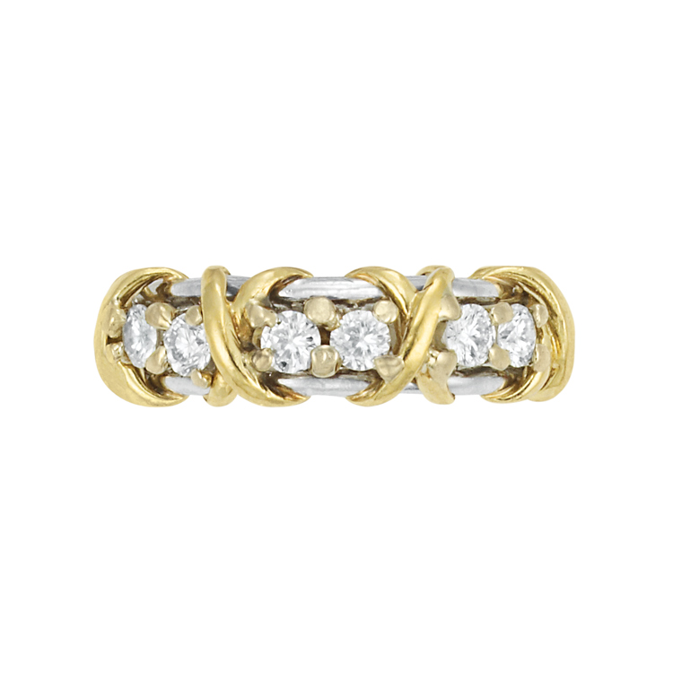 Lot image - Platinum, Gold and Diamond Band Ring, Tiffany & Co., Schlumberger