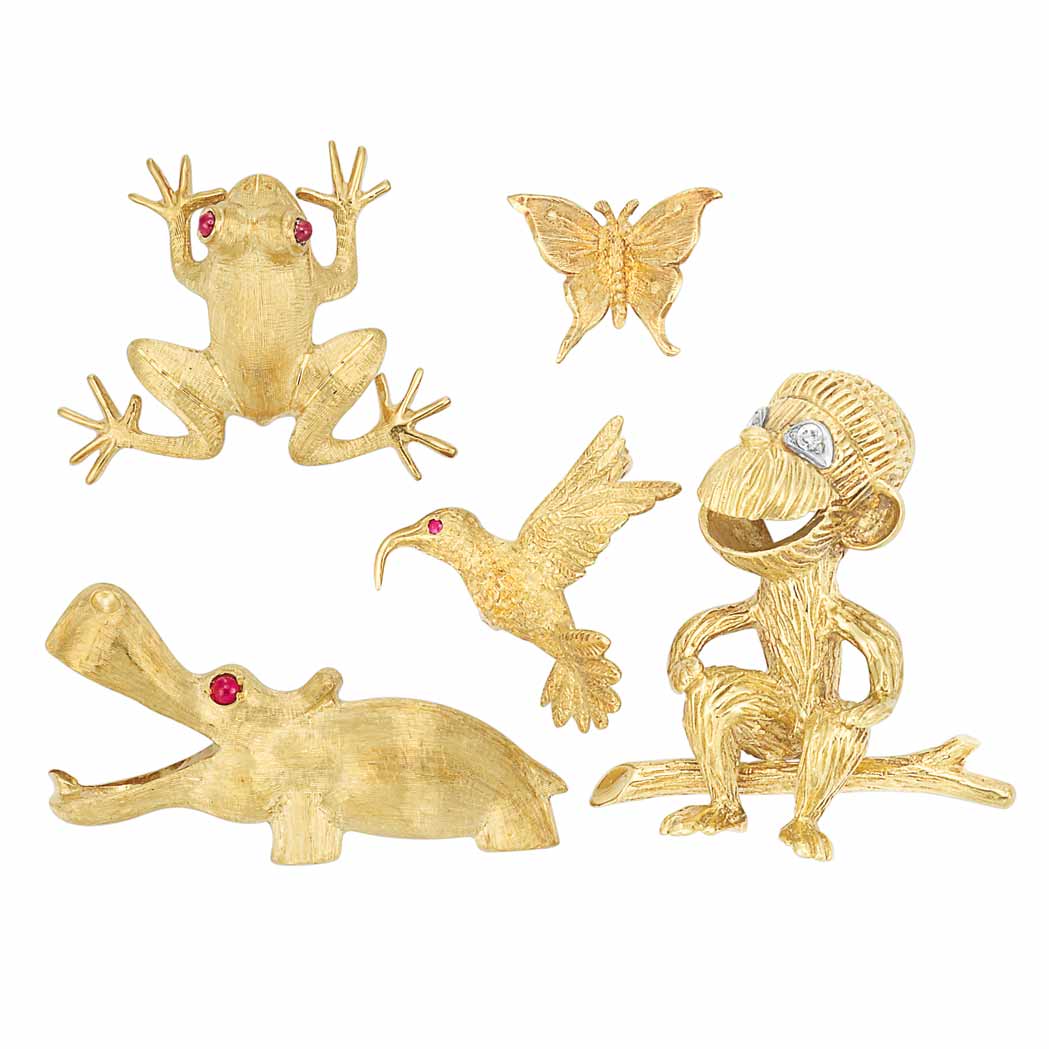 Lot image - Group of Gold Animal Pins