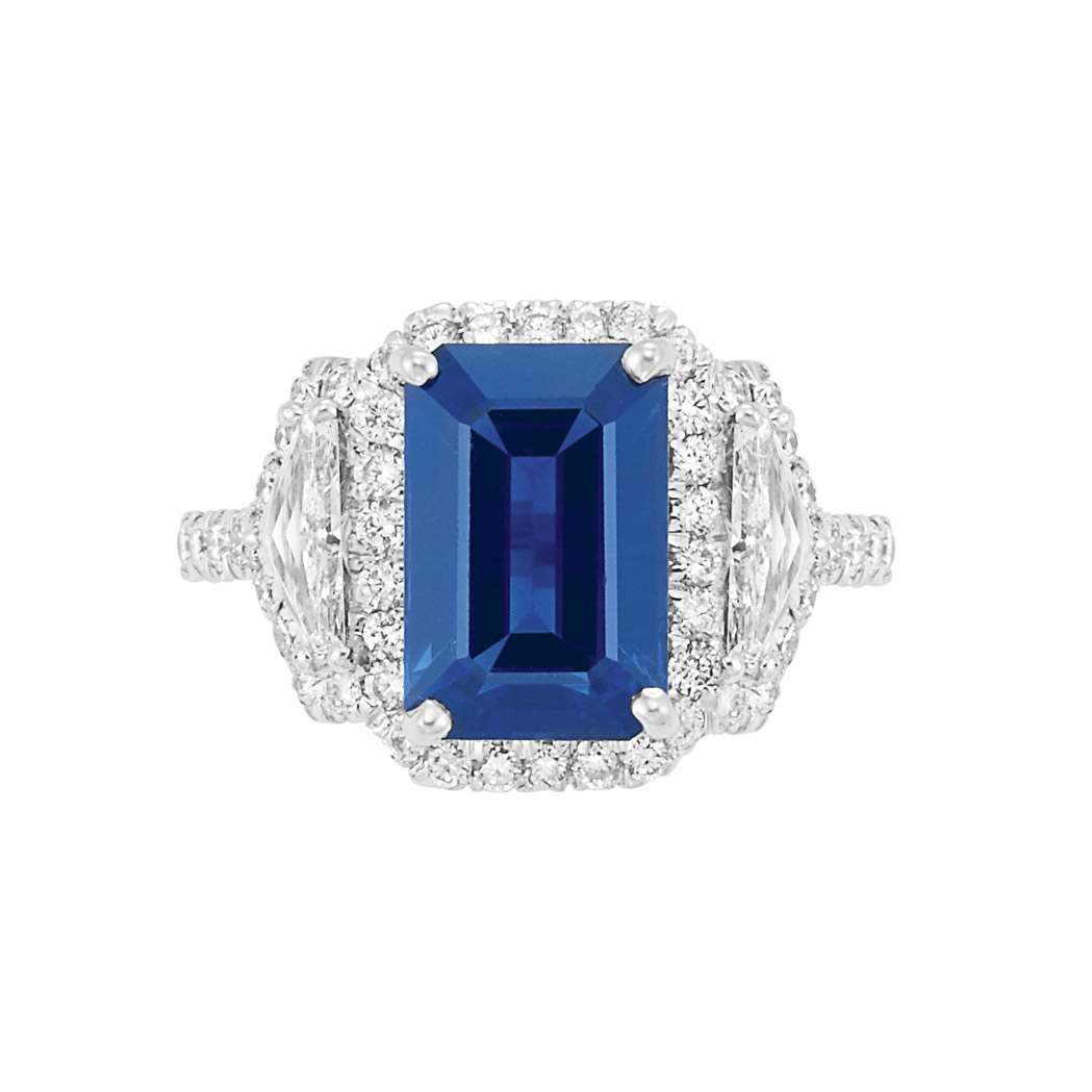 Lot image - Sapphire and Diamond Ring