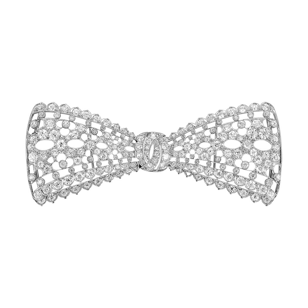 Lot image - Edwardian Diamond Bow Brooch, Grogan Co.