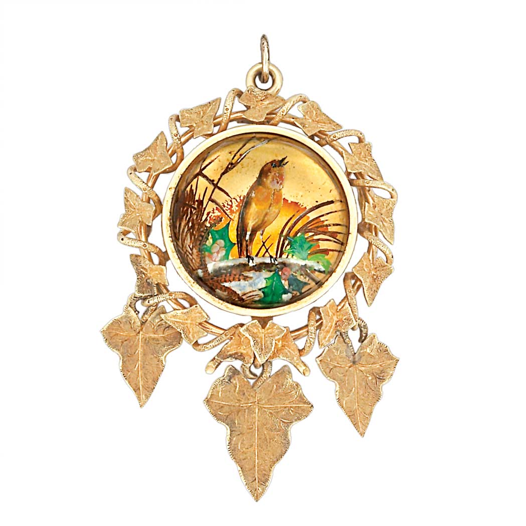 Lot image - Antique Gold and Reverse Crystal Intaglio Pendant-Brooch