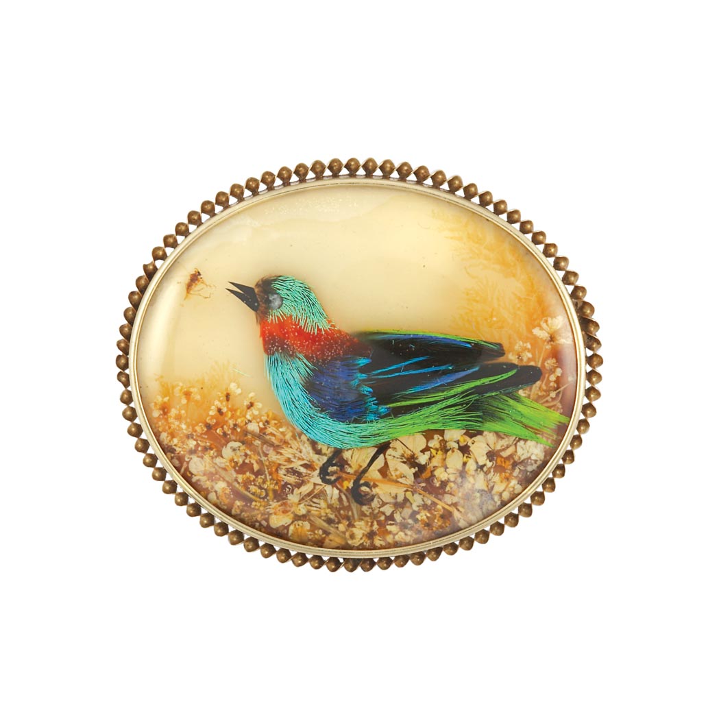 Lot image - Antique Gold and Reverse Crystal Intaglio Brooch